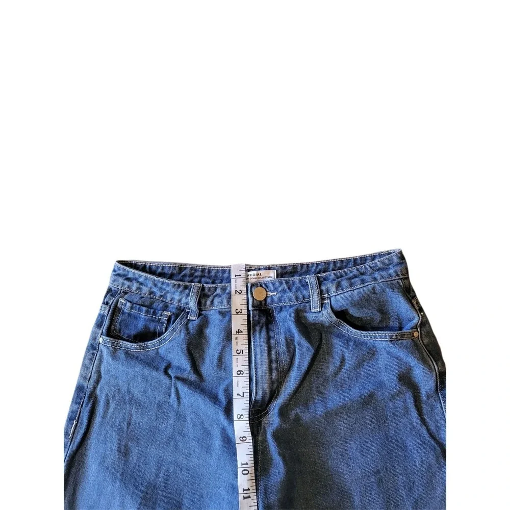 Redial‎ Straight Leg Jeans Women Sz 12 Blue Premium Denim Casual Pants Boho Chic